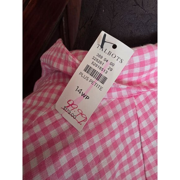 Talbots Plus Petite Pink Linen Gingham Blazer 14wp With Tags - Picture 7 of 7